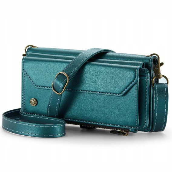 θήκη CASEME για Samsung Galaxy S24 FE, RFID Leather Wallet, με λουράκι ώμου, πράσινη