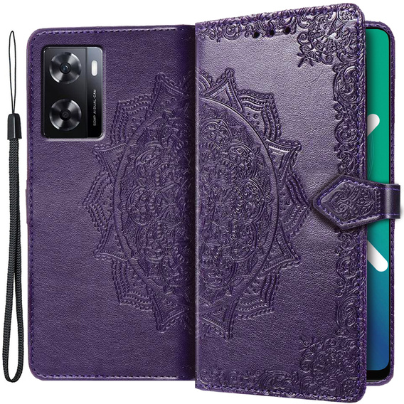 Θήκη με πτερύγιο για Oppo A57s, Mandala, μωβ