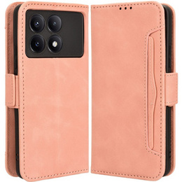 Θήκη με πτερύγιο για Xiaomi Poco F6 Pro, Card Slot, ροζ