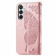 Θήκη με πτερύγιο για Samsung Galaxy M35, Butterfly, ροζ rose gold