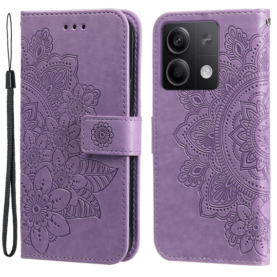 Θήκη με πτερύγιο για Xiaomi Redmi Note 13 5G, Mandala, μωβ