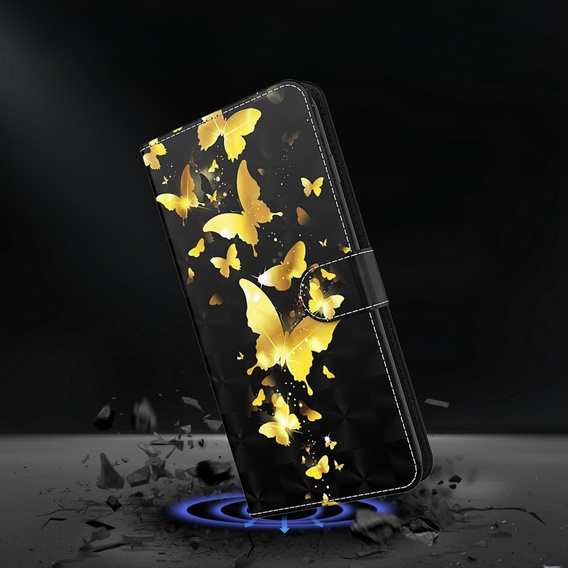 Θήκη με πτερύγιο για Oppo A17, Wallet, Butterflies χρυσή
