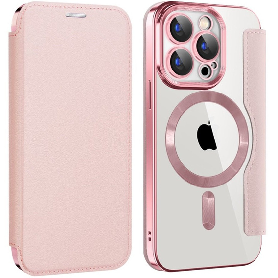 Θήκη με πτερύγιο για iPhone 15 Pro, RFID Wallet MagSafe CamShield, ροζ