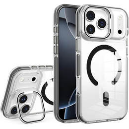 Θήκη για iPhone 17 Pro Max, για MagSafe, με βάση, διάφανη με μαύρα ένθετα