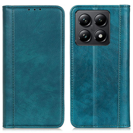 Θήκη για Xiaomi 14T, Wallet Litchi Leather, πράσινη