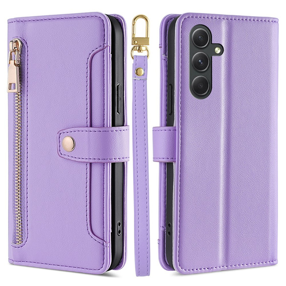 Θήκη με πτερύγιο για Samsung Galaxy A54 5G, Wallet Zipper Pocket, μωβ