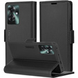 Θήκη για Oppo Reno 11F, ERBORD Glossy Litchi, πορτοφόλι με πτερύγιο, μαύρη