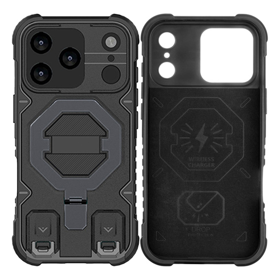 Θήκη για iPhone 17 Pro Max, για MagSafe, θωρακισμένη με βάση, μαύρο