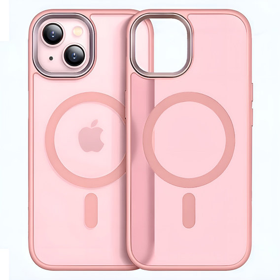 Θήκη για iPhone 15, για MagSafe, ERBORD Μatt Case, ροζ + Γυαλί οθόνης