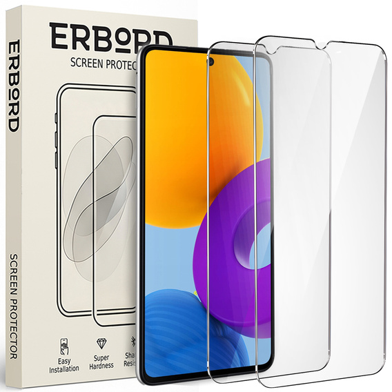2x Μετριασμένο γυαλί για Samsung Galaxy M52, ERBORD 9H Hard Glass στην οθόνη