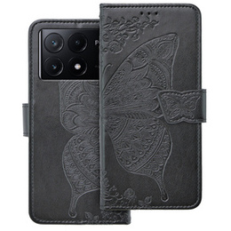 Θήκη με πτερύγιο για Xiaomi Poco X6 Pro 5G, Butterfly, μωβ