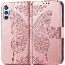 Θήκη με πτερύγιο για Samsung Galaxy A56, Butterfly, ροζ rose gold