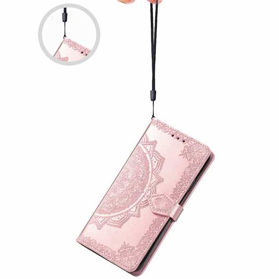Θήκη με πτερύγιο για Oppo Reno 12FS / 12F, Mandala, ροζ rose gold