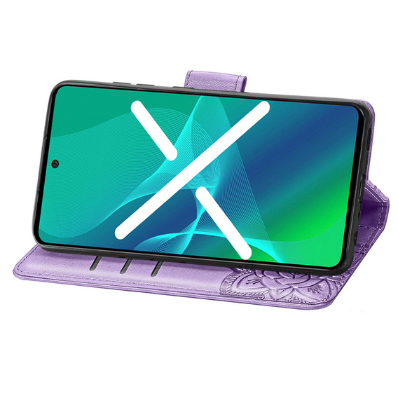 Θήκη με πτερύγιο για Xiaomi Poco F5, Butterfly, μωβ