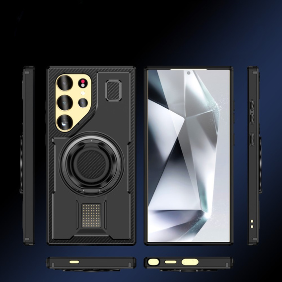 Θήκη για Samsung Galaxy S25 Ultra, Kickstand Ring, μαύρη