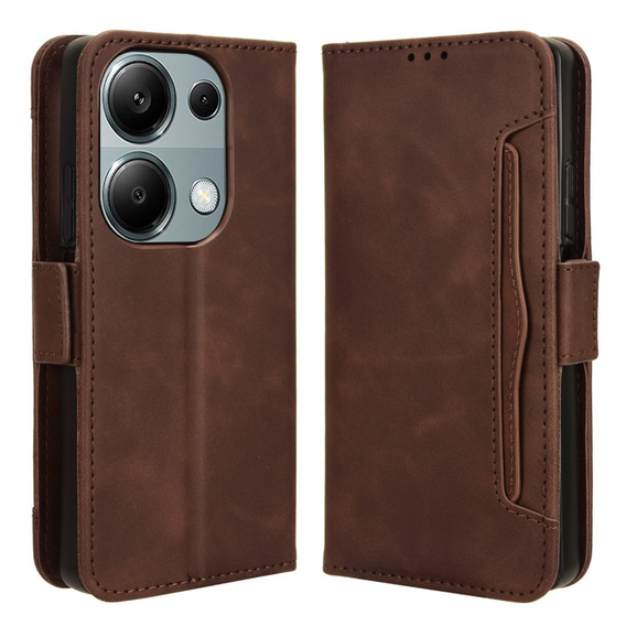 Θήκη με πτερύγιο για Xiaomi Redmi Note 13 Pro 4G / Xiaomi Redmi Note 14S / Xiaomi Poco M6 Pro 4G, Card Slot, καφέ