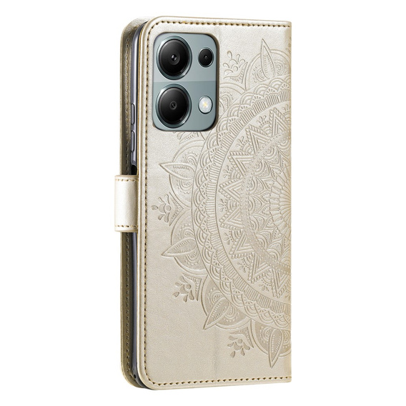 Θήκη με πτερύγιο για Xiaomi Redmi Note 13 Pro 4G / Xiaomi Redmi Note 14S / Xiaomi Poco M6 Pro 4G, Mandala, χρυσή
