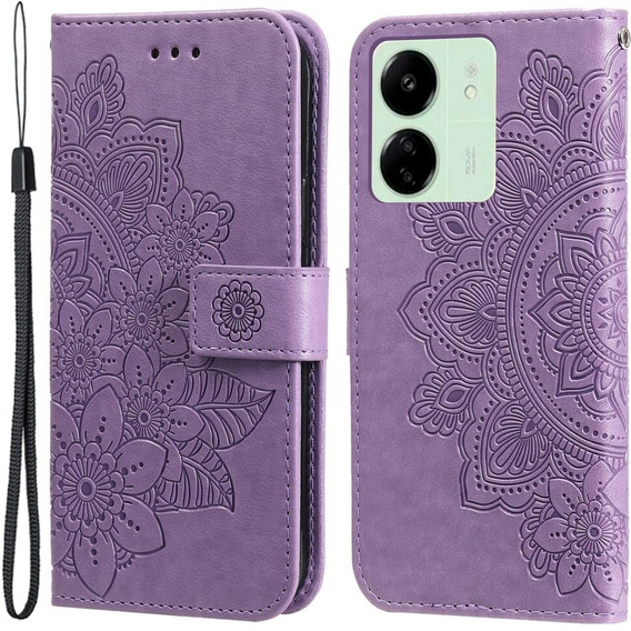 Θήκη με πτερύγιο για Xiaomi Redmi 13C / Poco C65, Mandala Flower, μωβ