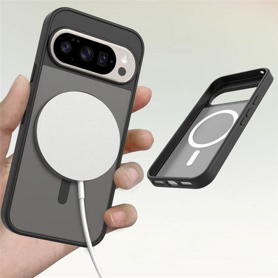 Ματ θήκη για Google Pixel 10 / 10 Pro, για MagSafe, ημιδιαφανές μαύρο