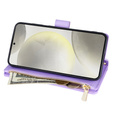 θήκη πτερύγιο για Samsung Galaxy S25 Edge, Rhombus Crossbody Leather, μωβ