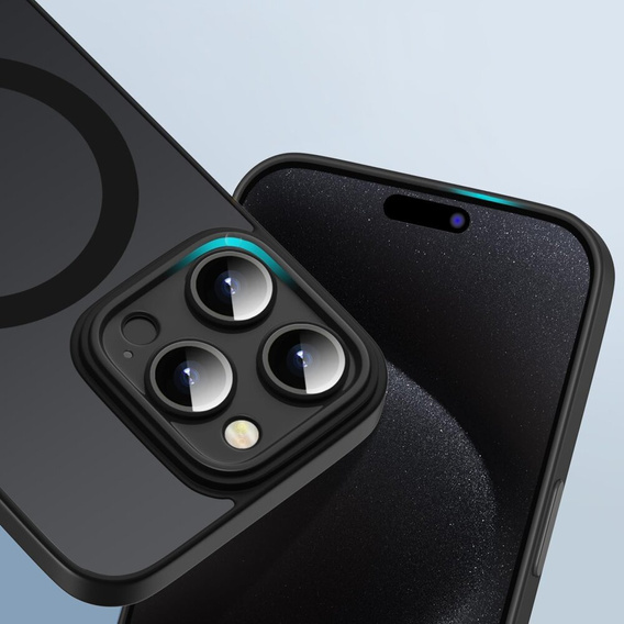 Θήκη για iPhone 16 Pro Max, για MagSafe, ERBORD Μatt Case, μαύρη + Γυαλί οθόνης