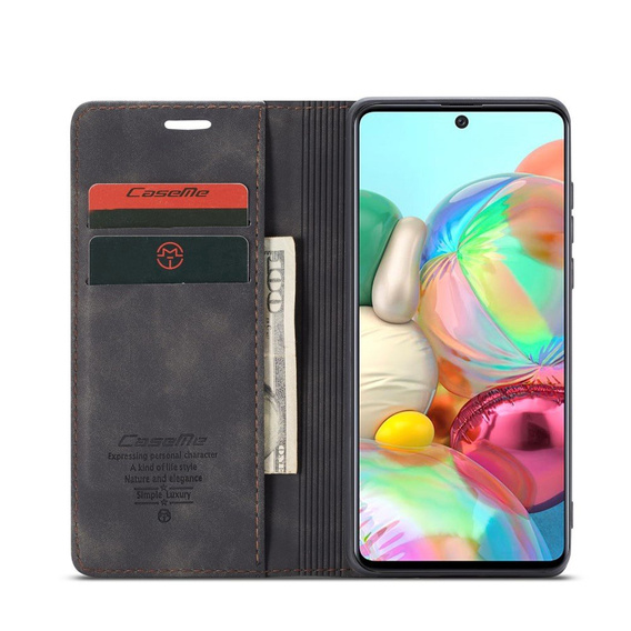 θήκη CASEME για Samsung Galaxy A71, Leather Wallet Case, μαύρη