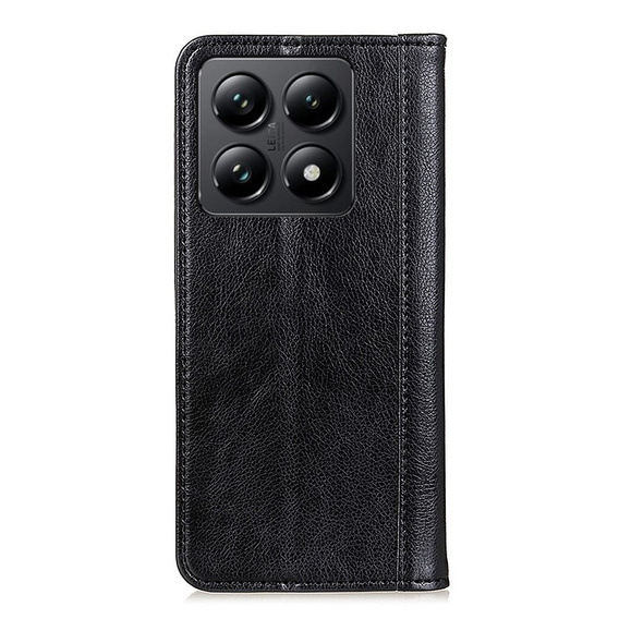 Θήκη για Xiaomi 14T, Wallet Litchi Leather, μαύρη