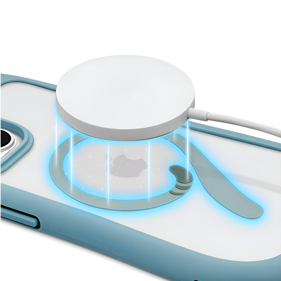 Θήκη για iPhone 13 / iPhone 14, για MagSafe, Cute Cat, μπλε + Γυαλί οθόνης