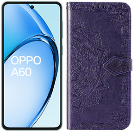 Θήκη με πτερύγιο για Oppo A60, Mandala, μωβ