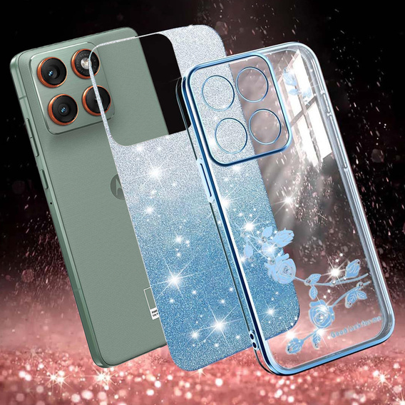 Θήκη με γκλίτερ Glitter Flower για Motorola Edge 70