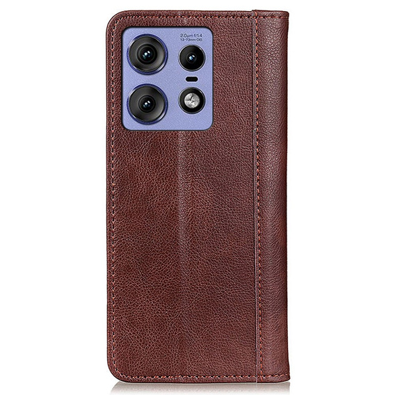 θήκη με πτερύγιο για Motorola Edge 50 Pro, Split Leather, καφέ