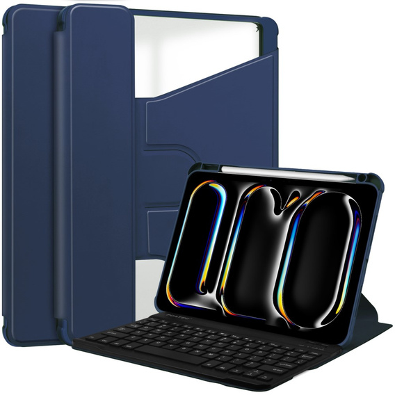Θήκη πληκτρολογίου για iPad Pro 11" 2024 (5 gen.), Rotary 360° Leather, σκούρο μπλε
