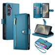Θήκη με πτερύγιο για Samsung Galaxy S25, Wallet Zipper Pocket, μπλε