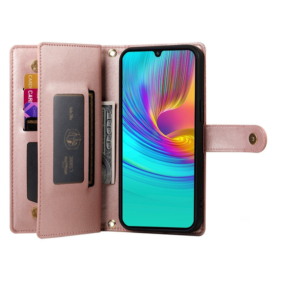 Θήκη με πτερύγιο για Samsung Galaxy A56 5G, Wallet Zipper Pocket, ροζ