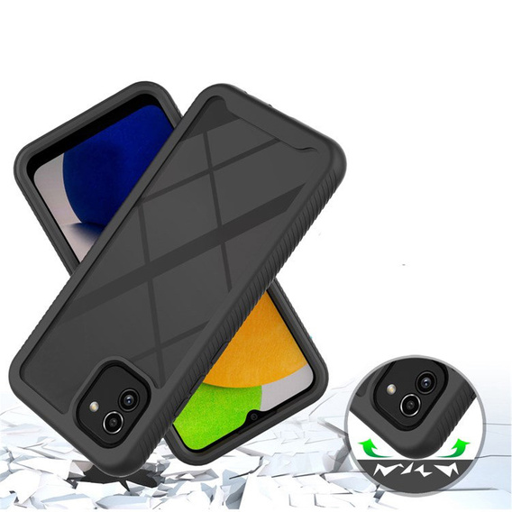 Θήκη για Samsung Galaxy A03, Shockproof, με μεμβράνη, μαύρη