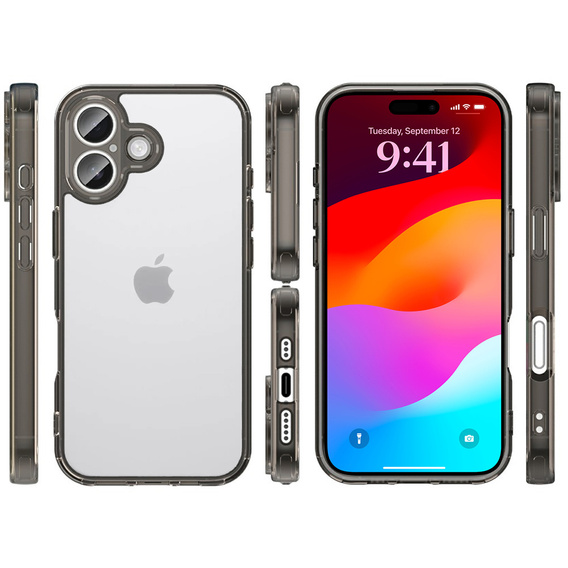 Θήκη για iPhone 17, με κάλυμμα κάμερας, διάφανη με μαύρες πλευρές