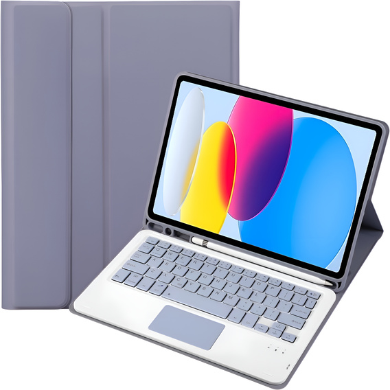 Θήκη + πληκτρολόγιο iPad 10.9 2022 10 Gen, TouchPad Pen Slot, μωβ