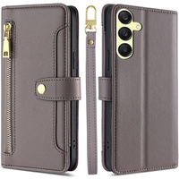 Θήκη με πτερύγιο για Samsung Galaxy A25 5G, Wallet Zipper Pocket, γκρι