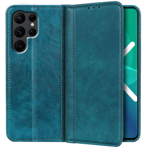 Θήκη για Samsung Galaxy S22 Ultra 5G, Wallet Litchi Leather, μπλε