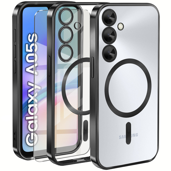 Θήκη για Samsung Galaxy A05s, Electro MagSafe, μαύρη + Γυαλί για την οθόνη