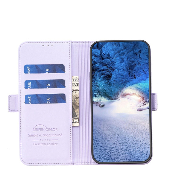 Θήκη με πτερύγιο για Samsung Galaxy A15, BINFEN Wallet, μωβ + γυαλί 9H 