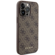 GUESS Θήκη για iPhone 15 Pro Max, 4G Metal Gold Logo, καφέ