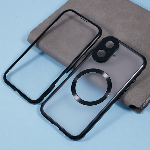 Μαγνητική θήκη MagSafe Dual Glass για iPhone 16, μαύρη