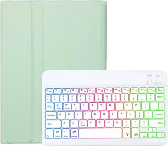 Θήκη με φωτιζόμενο πληκτρολόγιο bluetooth για iPad 10.9 2022 (10 gen.), πράσινη