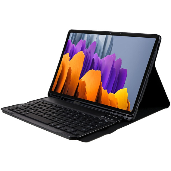 Θήκη + πληκτρολόγιο Galaxy Tab S7+ Plus / S8+ Plus /S7 FE T730 T733, Pen Slot, μαύρη