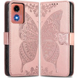 Θήκη με πτερύγιο για Motorola Moto E14, Butterfly, ροζ rose gold