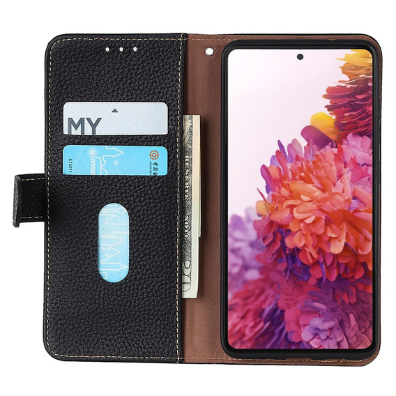 KHAZNEH θήκη RFID για Xiaomi Poco F6, Litchi Texture, μαύρη