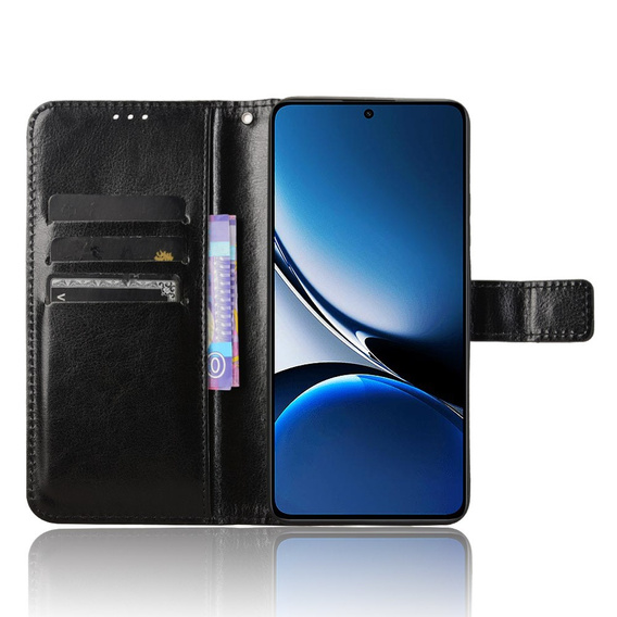 Θήκη με πτερύγιο για Xiaomi Poco X7 Pro 5G, Crazy Horse Wallet, μαύρη