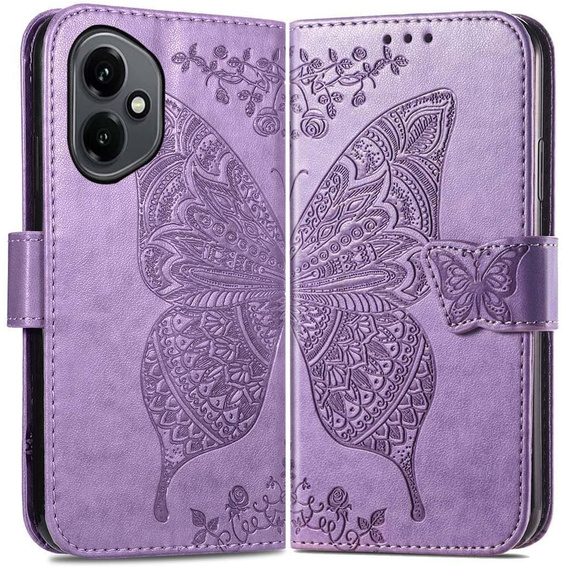 Θήκη με πτερύγιο για Honor 400 5G, Butterfly, μωβ