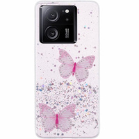 Θήκη για Xiaomi 13T / 13T Pro / Redmi K60 Ultra, Glitter Butterfly, ροζ